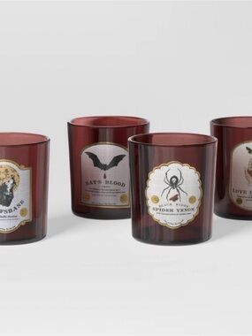 Threshold Burgundy Glass Halloween Candle Holders Set